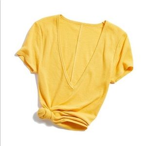 Urban Outfitters Yellow Ribbed Tee